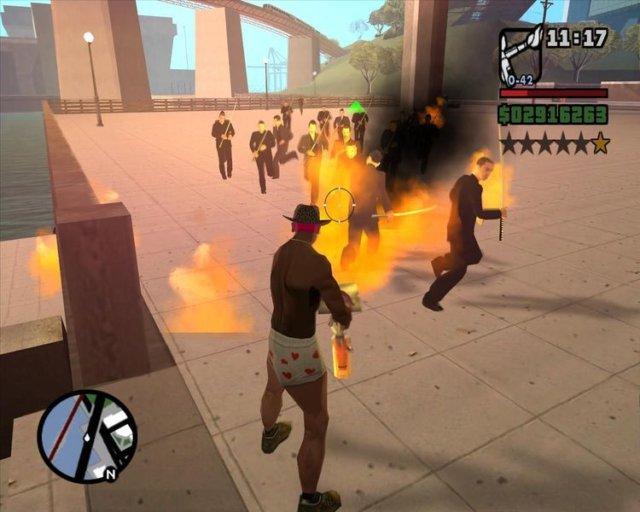 Расстрел людей из огнемёта в GTA SA