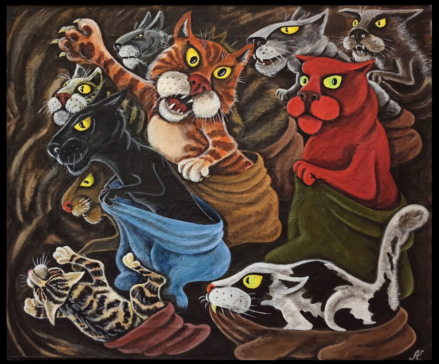 Андрей Кагадеев, «Коты в мешках» (единственная песня в альбоме «МАЛГИЛ» на стихи не обэриутов, а Андрея Кагадеева «Котяты»)